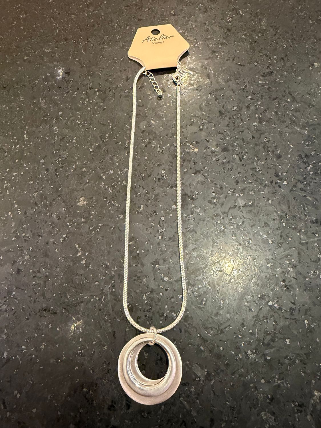 Silver Necklace Double Circles