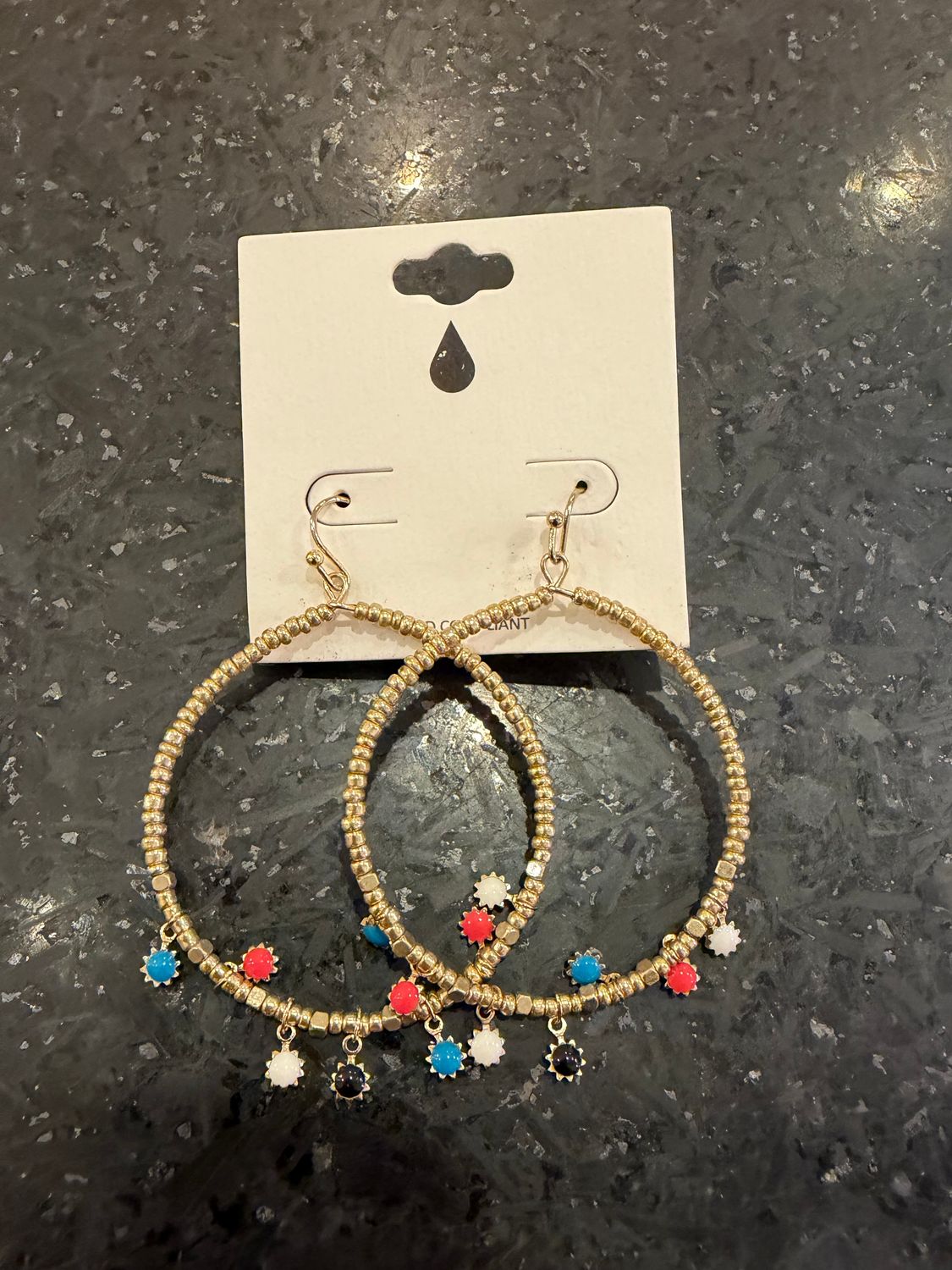 Gold Multi Color Stone Earrings