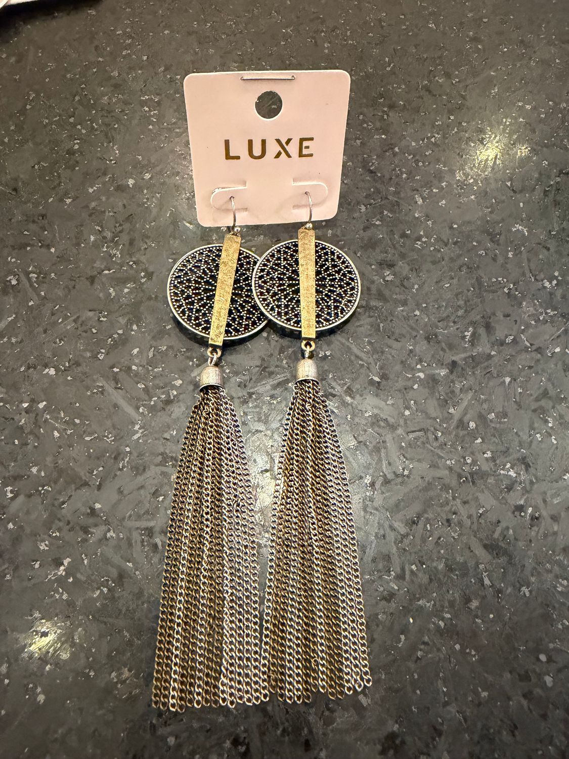Long Silver Bronze Tassel Earrings