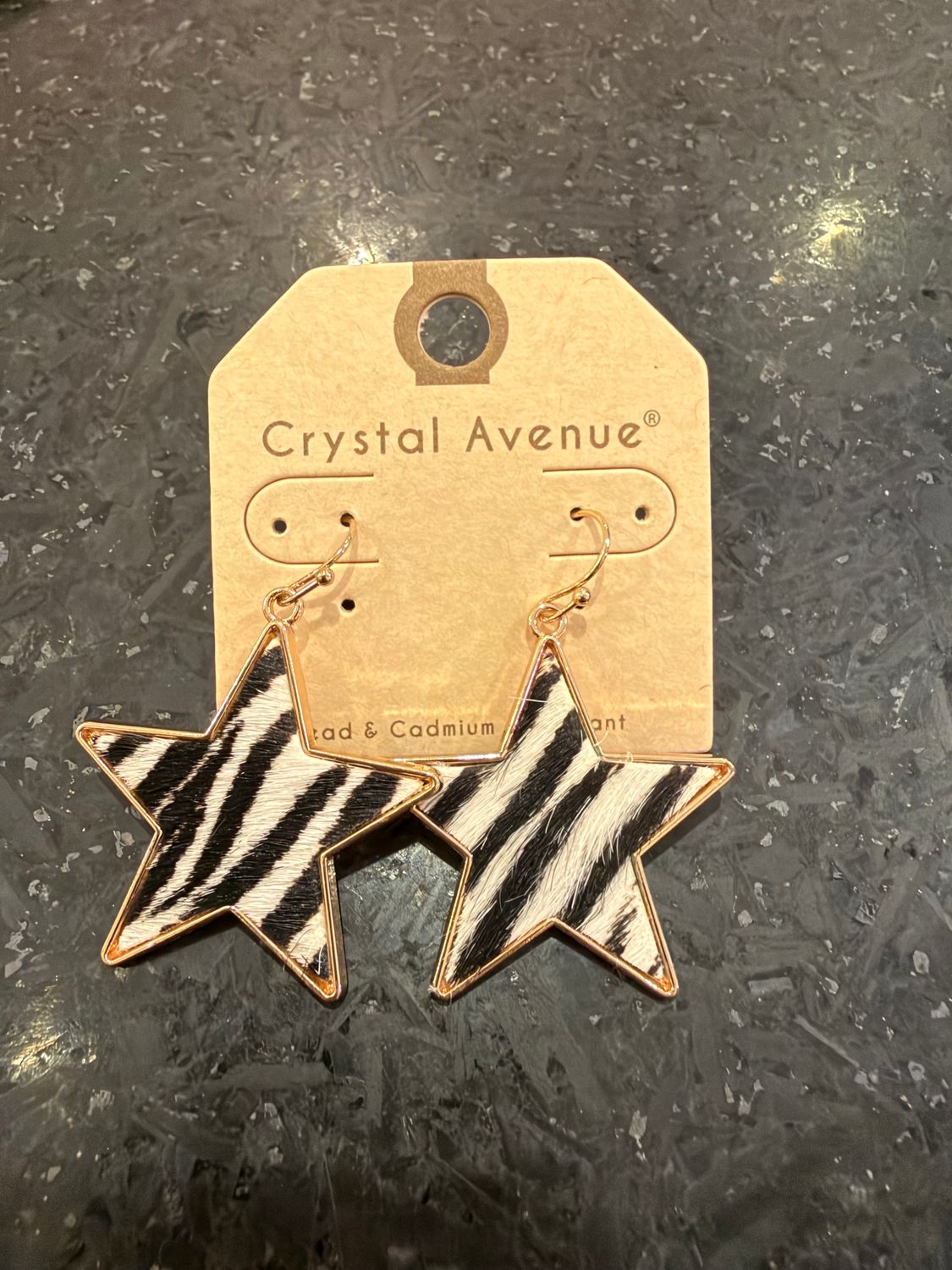 Gold Zebra Star Earrings