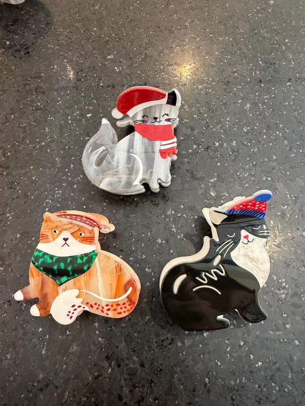 Christmas Cat Hair Claw Clip