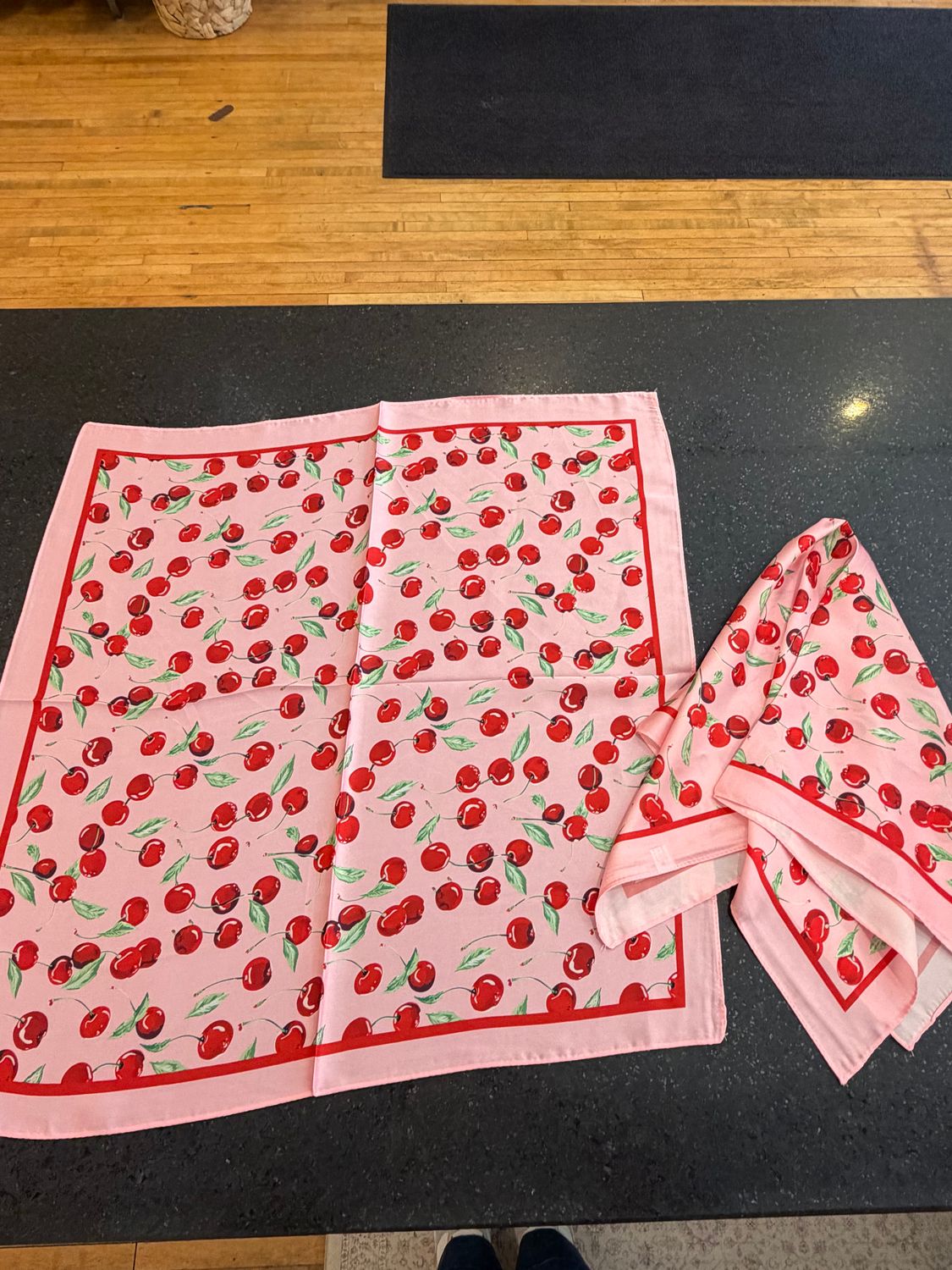 Cherry Print Silky Bandana Scarf