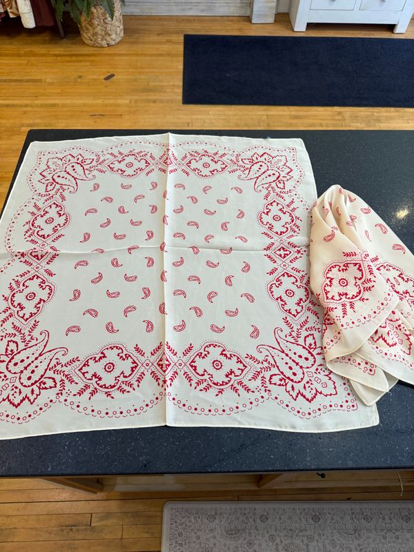 Ivory Paisley Silk Bandana Scarf