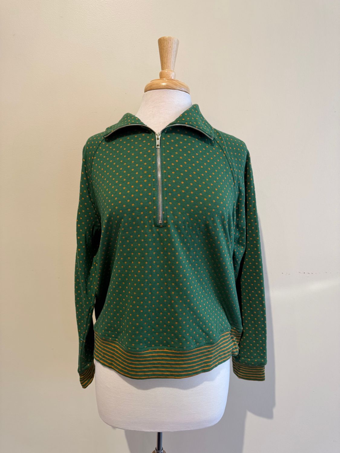 Rosemary Polka Dot Stripe Zip LS