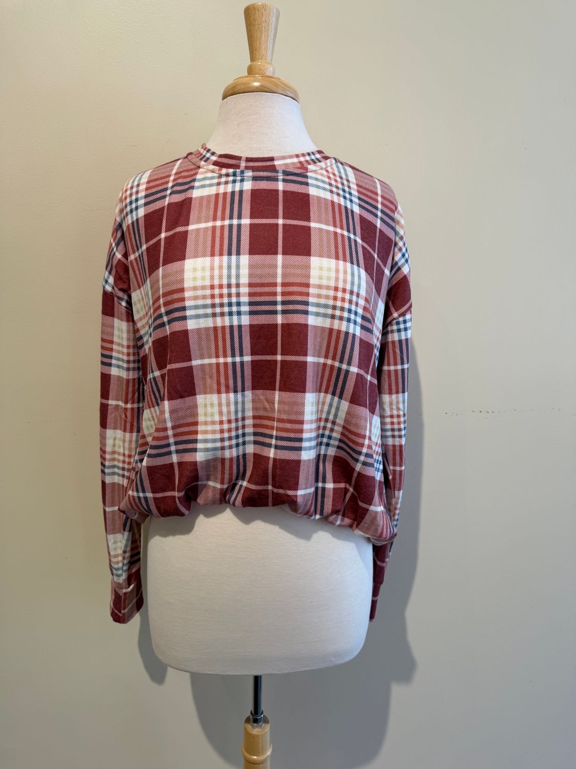 Brooke Plaid Bubble Hem LS