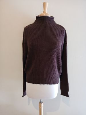 Jane Ribbed Rolled Mock Crop Sweater