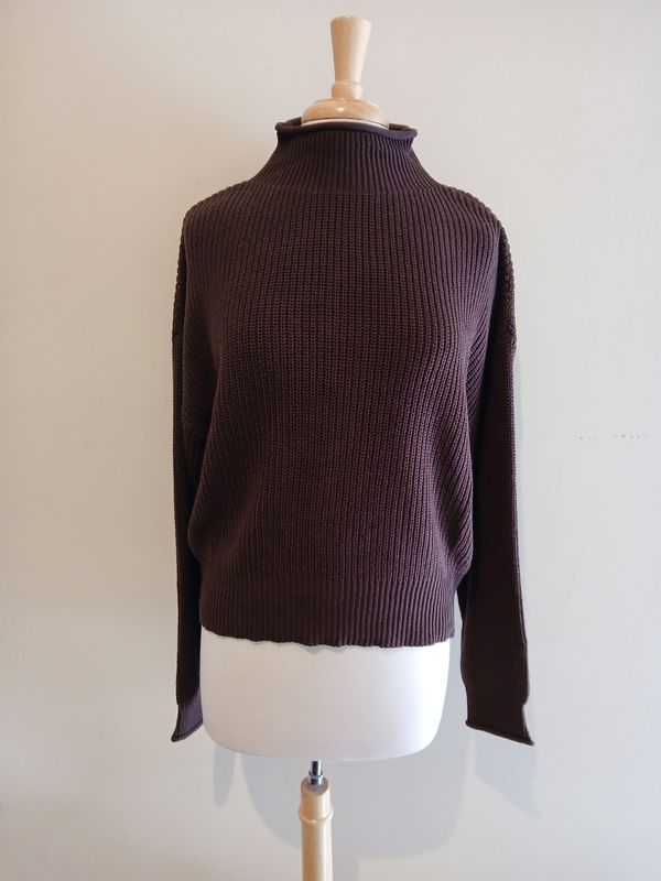 Jane Ribbed Rolled Mock Crop Sweater