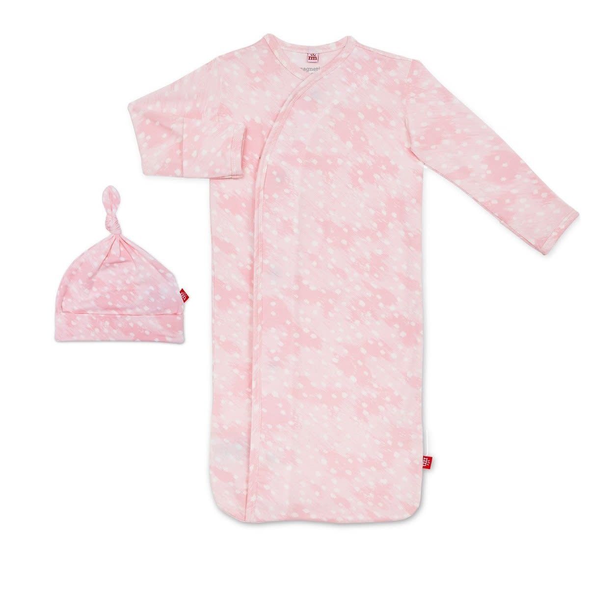 PINK DOESKIN GOWN &amp; HAT NB-3M