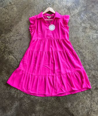 TIERED SHORT DRESS W/ FLUTTER SLEEVES