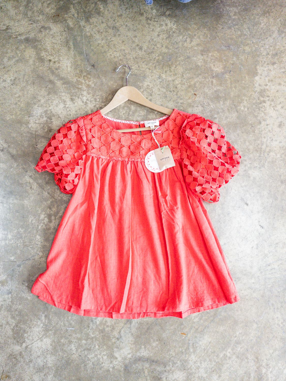 LINEN POLKA DOT LACE TOP