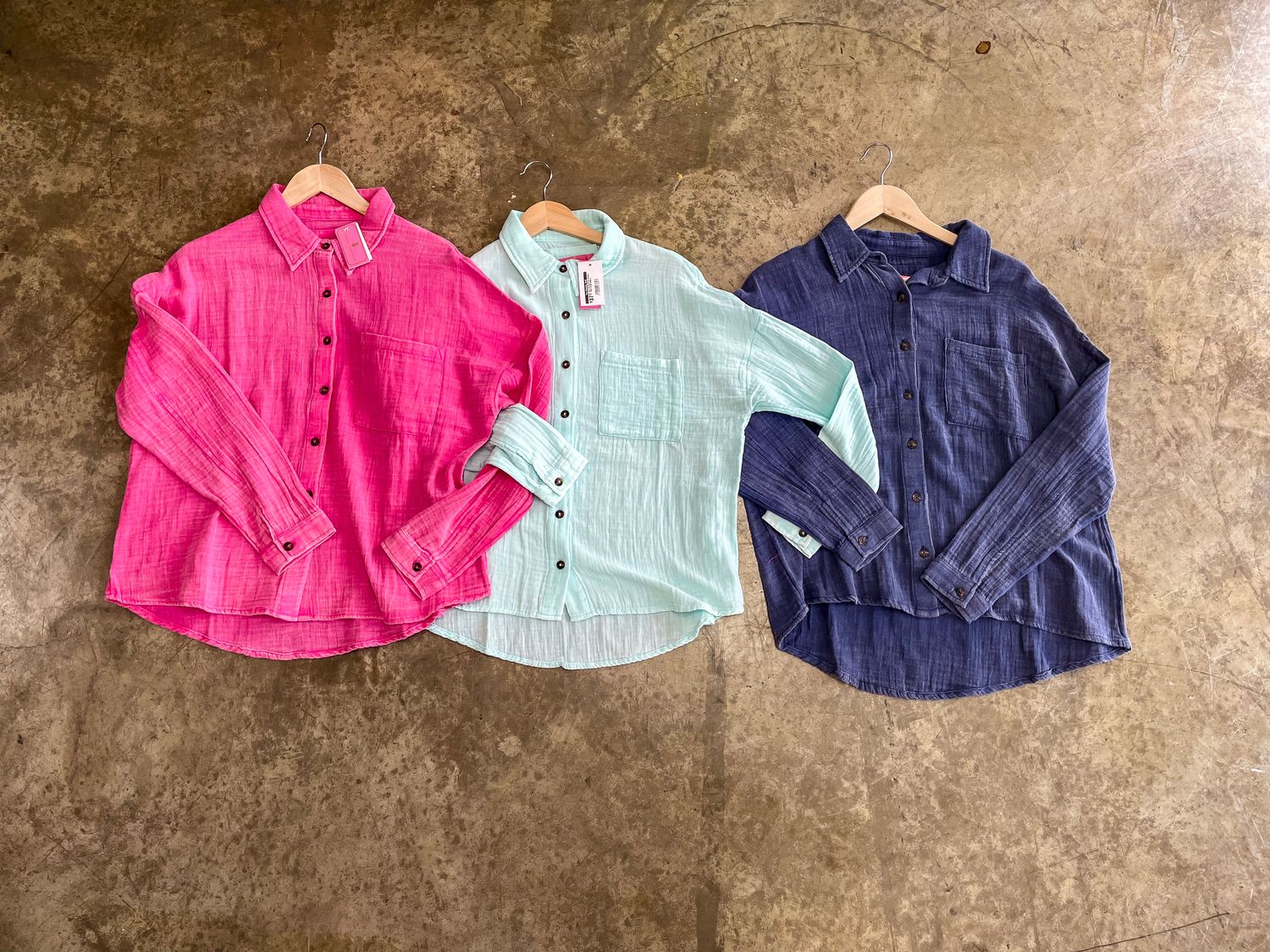 GAUZE BUTTON DOWN