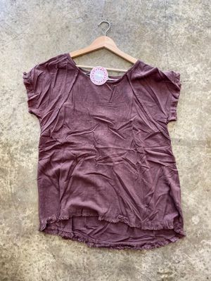 LINEN RUFFLE FRINGE EDGES TOP