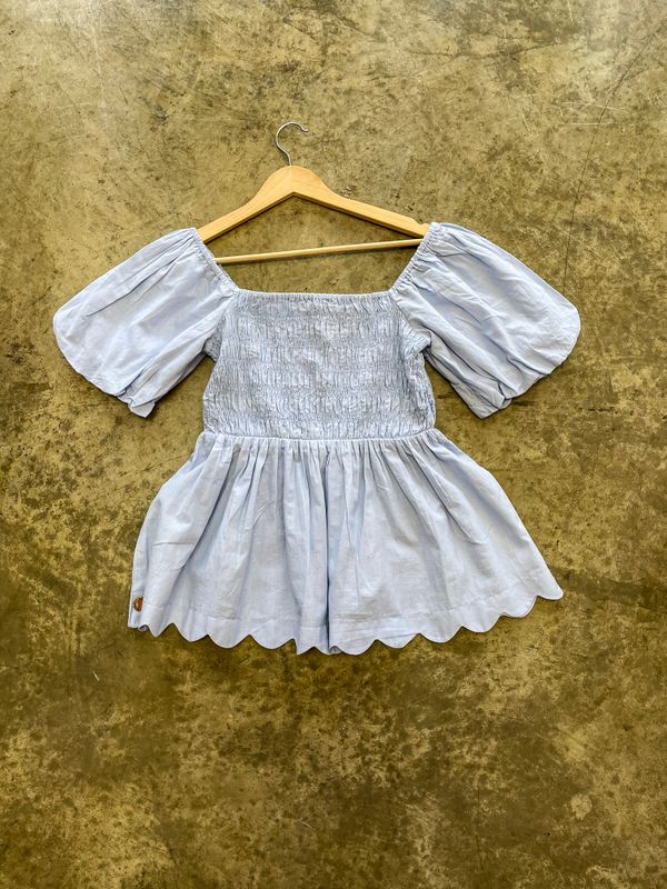 PUFF SLV SCOOP NECK BLOUSE -
