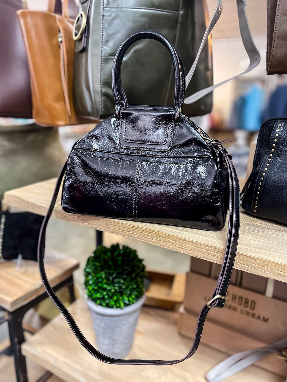 SHEILA DROP HANDLE SATCHEL BLACK