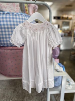 DAYGOWN W/ HEART SMOCKING &amp; PEARLS