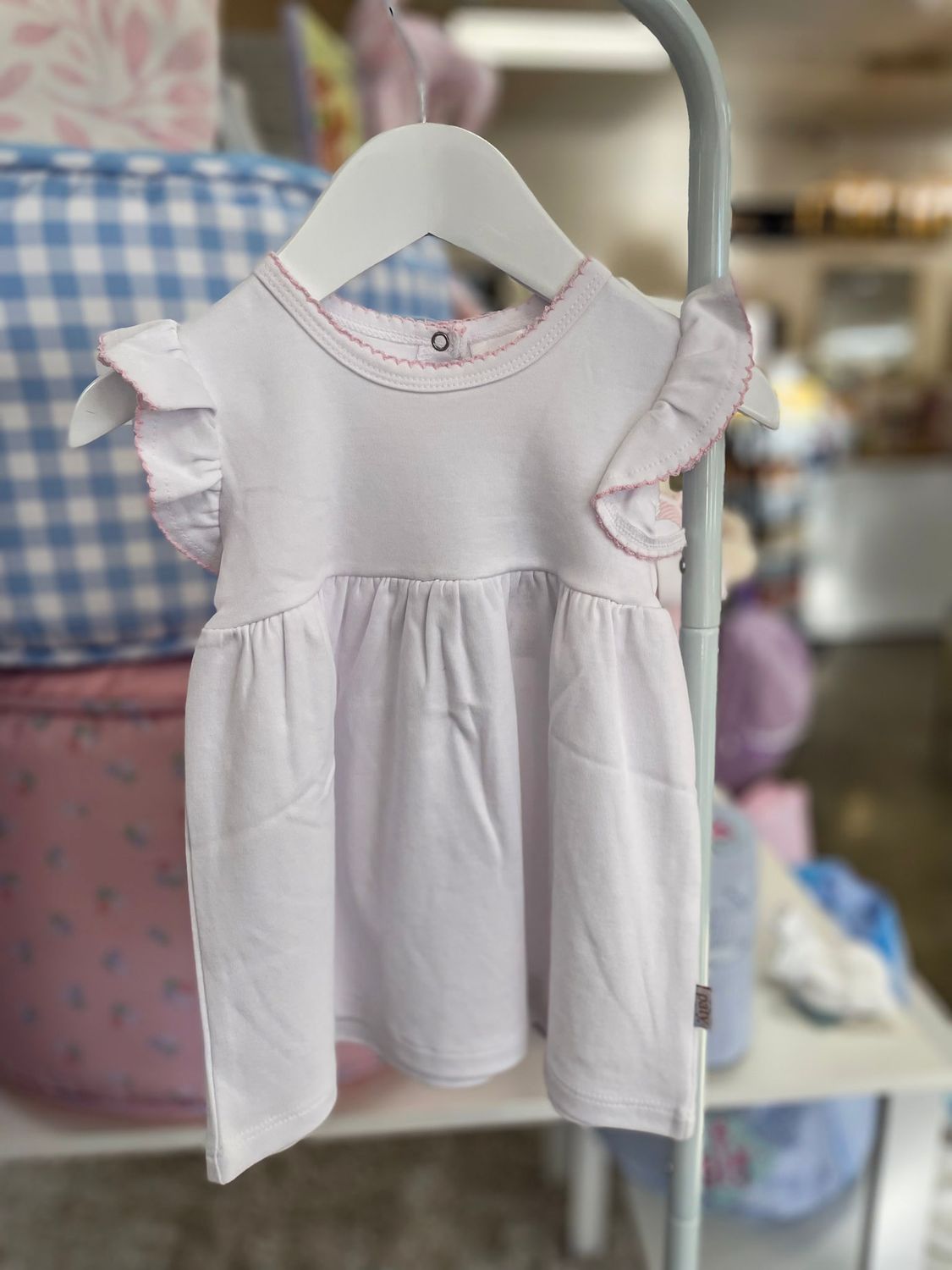WHITE DRESS W/ PINK PICOT