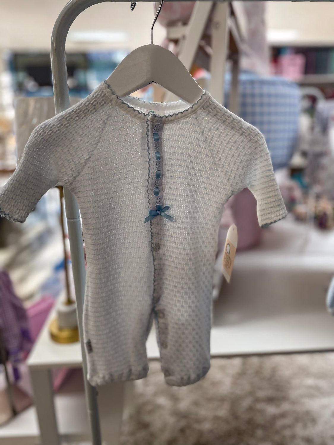 BLUE PINSTRIPE CONVERTER, EYELET TRIM NB