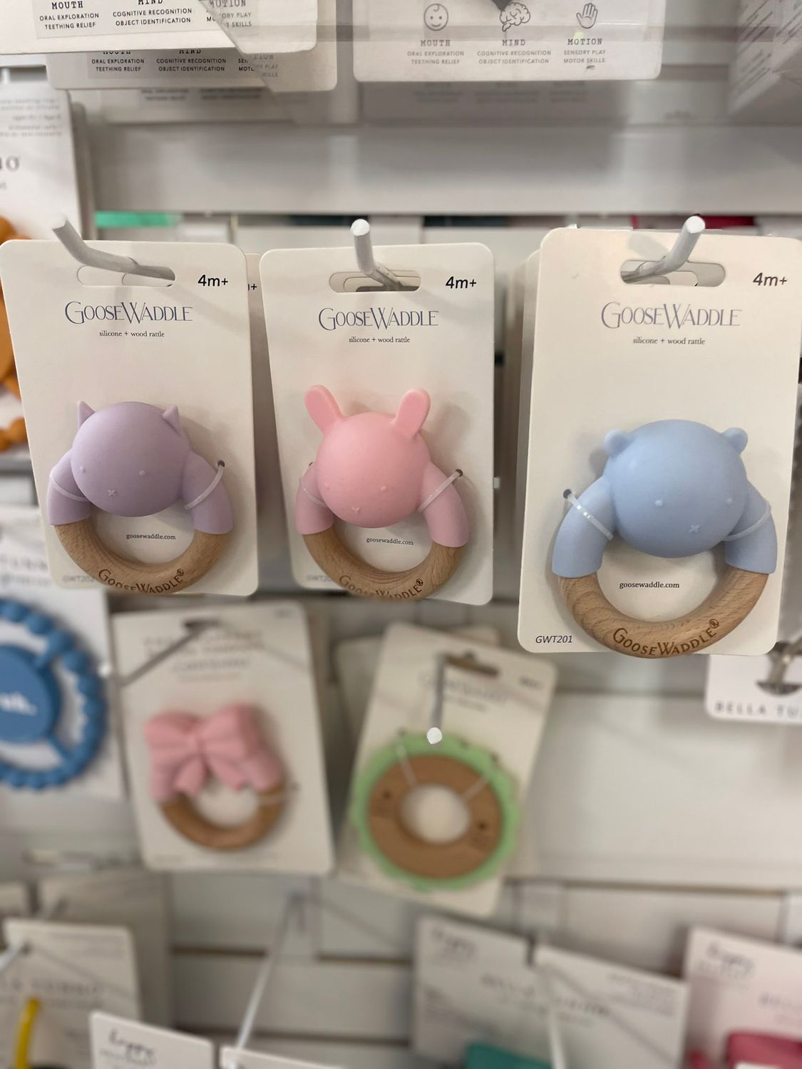 SILICONE &amp; WOOD TEETHER RATTLE