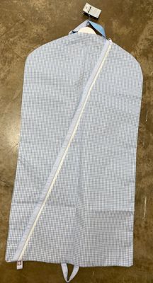 BABY BLUE GINGHAM HANGING GARMENT BAG SET