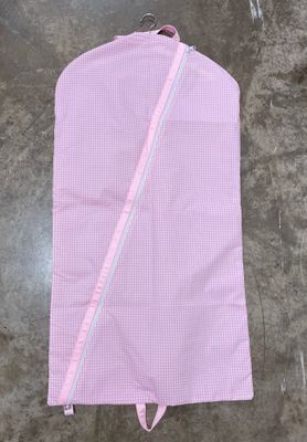 PINK GINGHAM HANGING GARMENT BAG SET