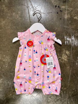 PINK SUNDAE FUNDAY RUFFLE SLEEVE ROMPER