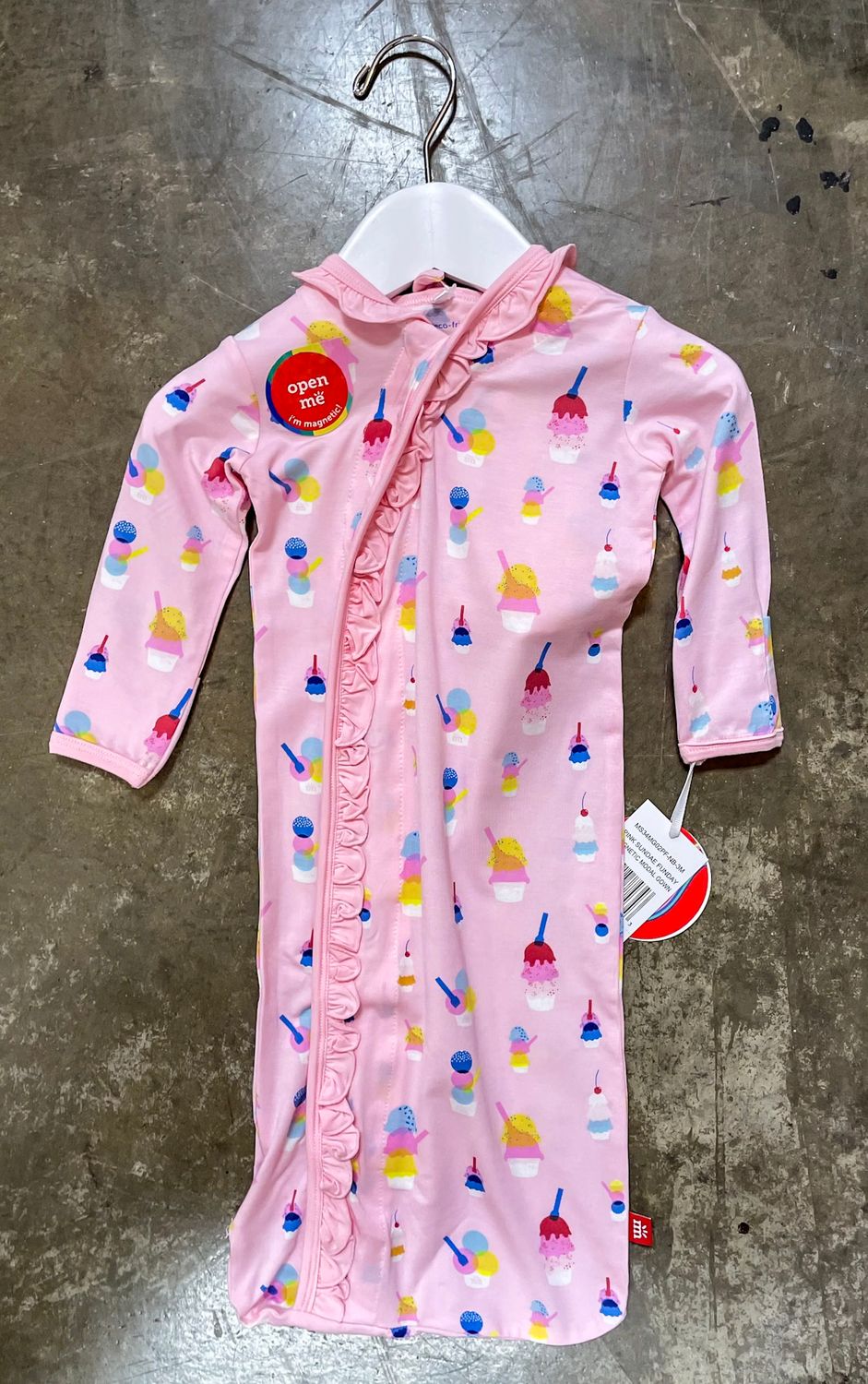 PINK SUNDAE FUNDAY GOWN/HAT SET NB-3MOS