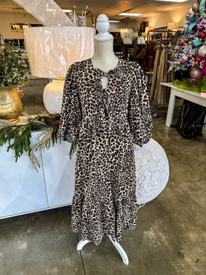 leopard midi dress taupe