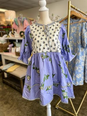 PERIWINKLE MIX FLORAL BABYDOLL DRESS