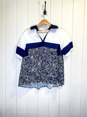 Navy and White Floral Print Medium