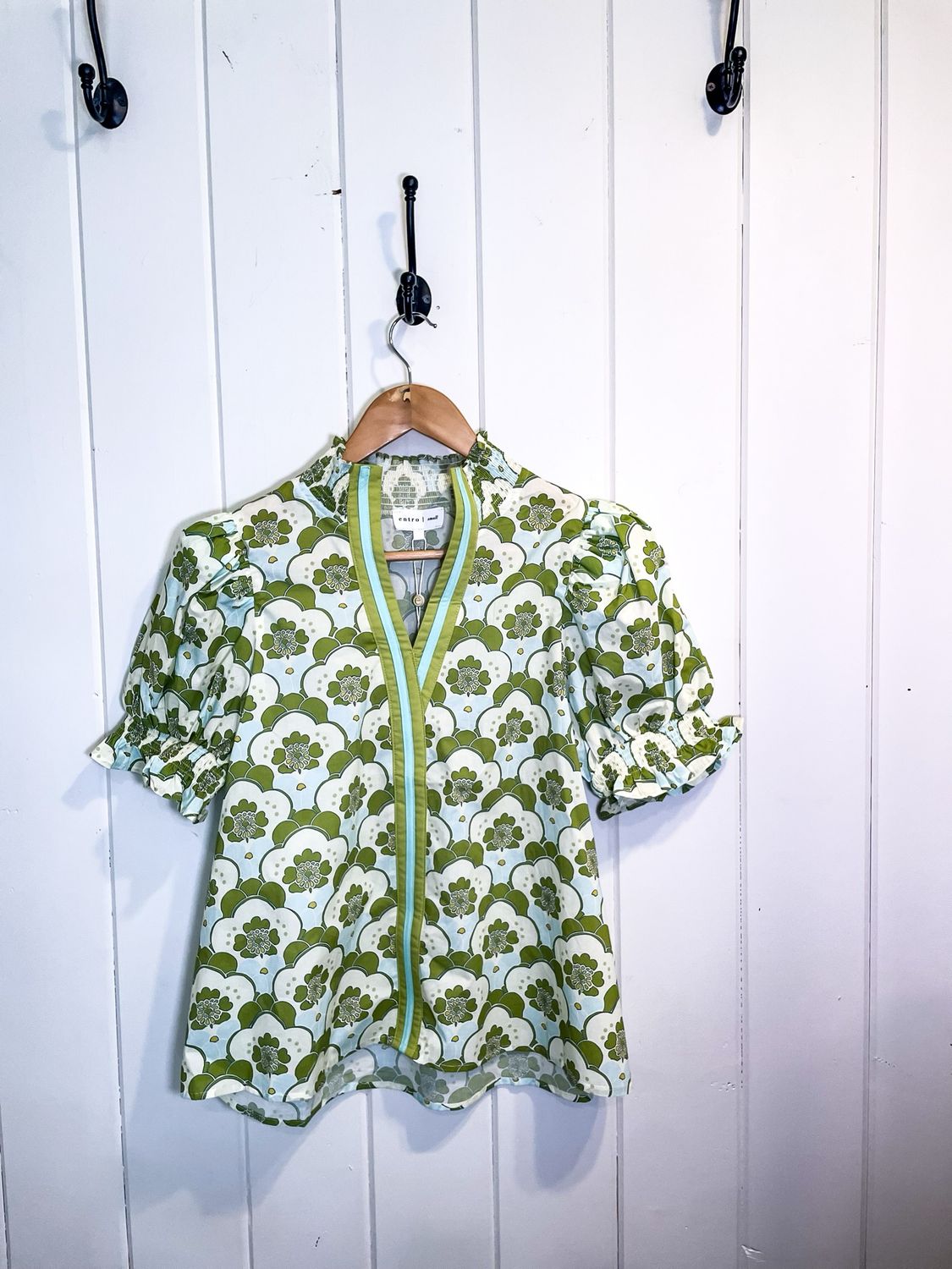 CHARTREUSE MULTI PRINT TOP