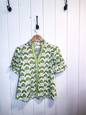 CHARTREUSE MULTI PRINT TOP
