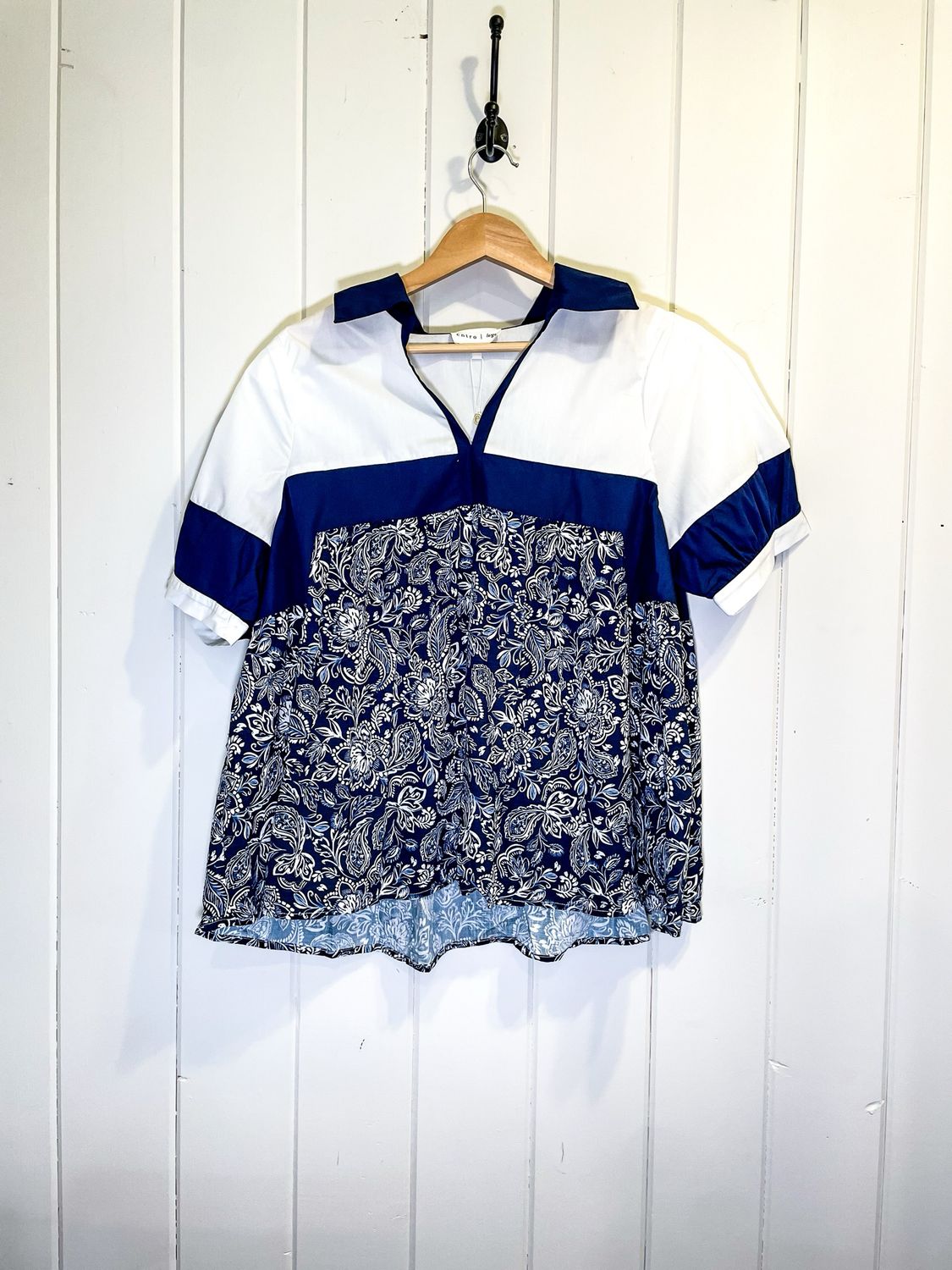 Navy and White Floral Print Large