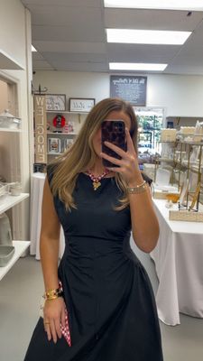 Black Side Panel V-neck Midi Dress