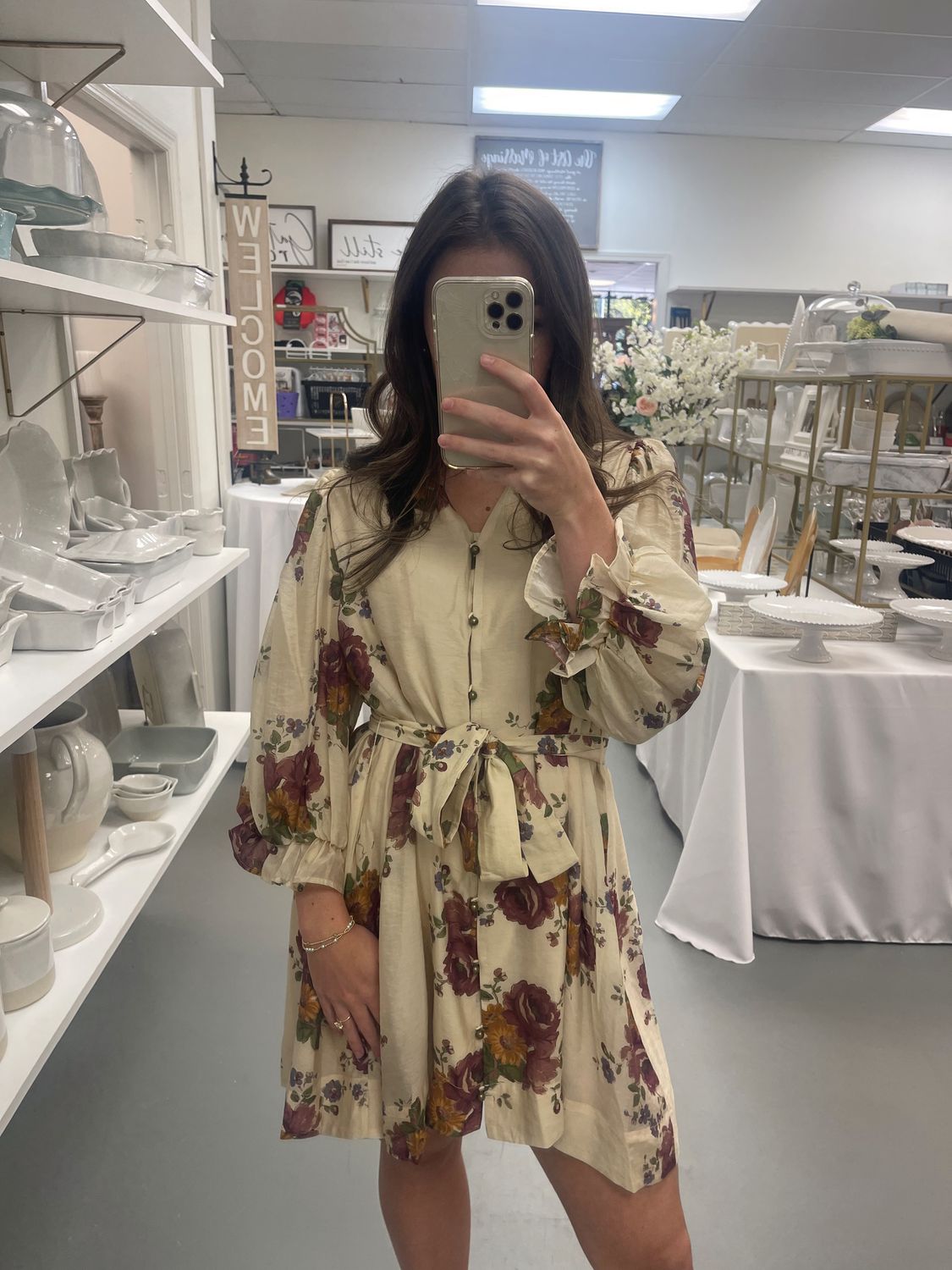 ECRU FLORAL PRINT DRESS