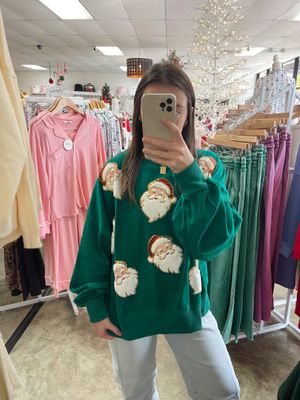 Green Santa Sequins Oversized Sweatshirt