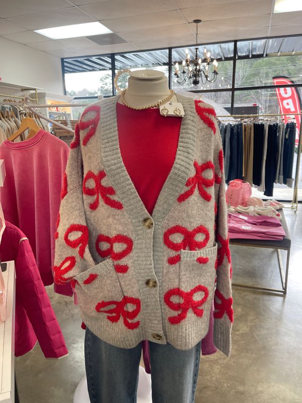 BOW BUTTON KNIT CARDIGAN