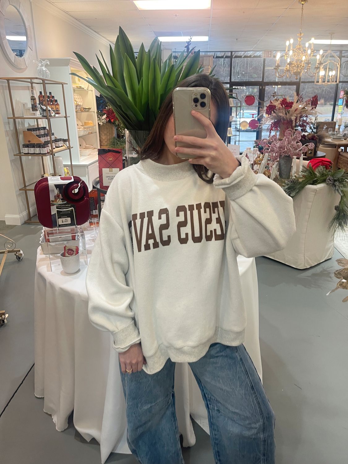 CROSS &amp; JESUS SAVES REVERSIBLE SWEATSHIRT
