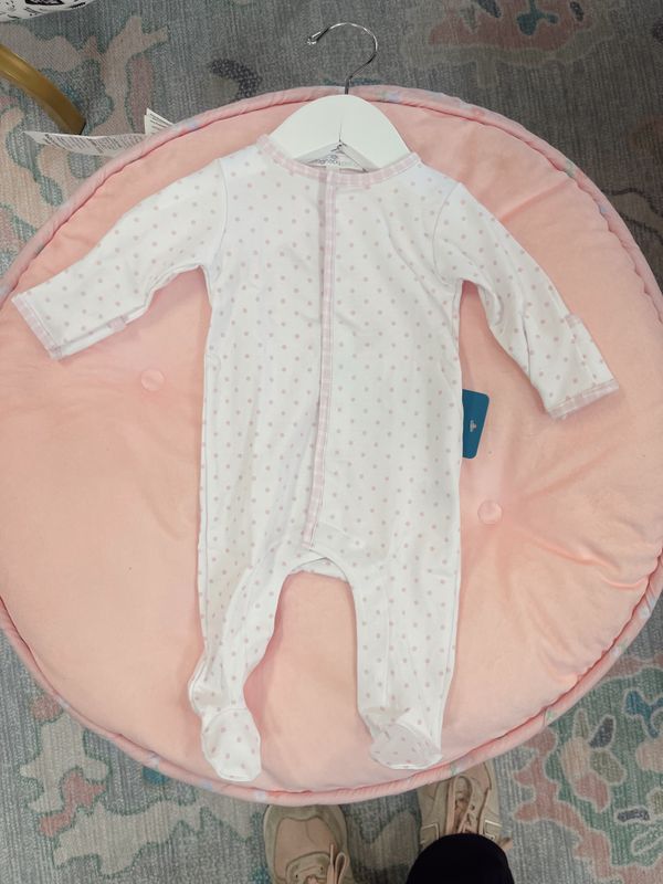 GINGHAM DOTS FOOTIE IN PINK