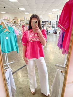 BUBBLE GUM RICK RACK TOP