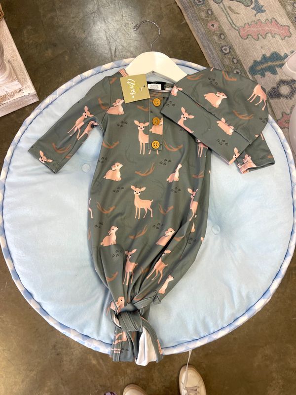 A Doe, A Deer Baby Knotted Gown