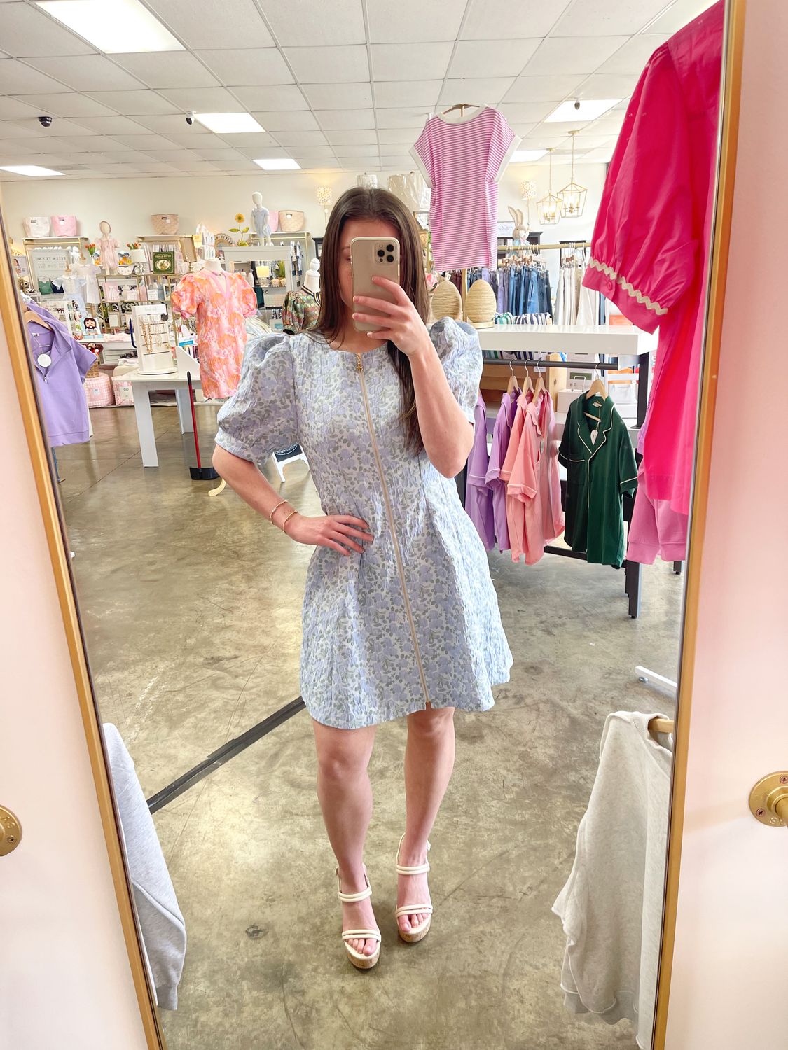 BLUE FLORAL ZIP DRESS