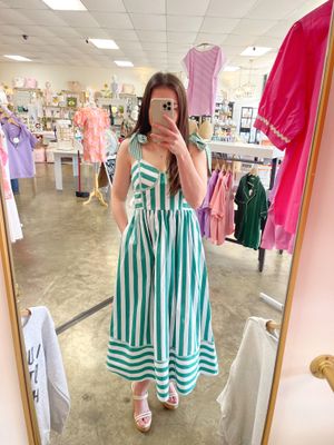 GREEN STRIPED DRESS