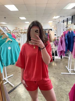 RAISED RIB SHORT SLEEVE TEE &amp; SHORT SET