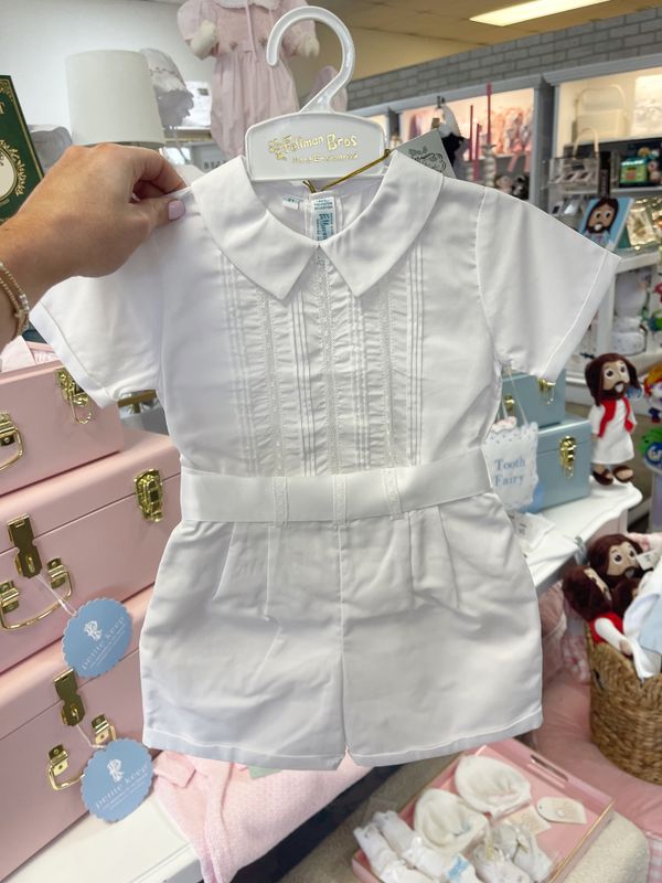 WHITE BOYS WEDDING OUTFIT W/ REMOVABLE SASH