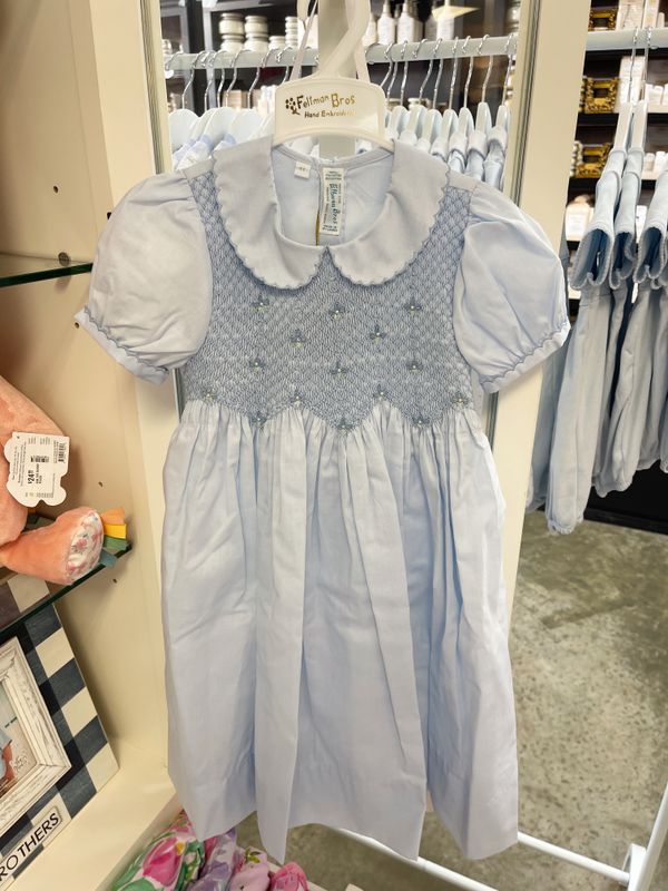 SCALLOPED PEARL SMOCKED DRESS