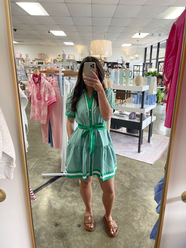 BUTTON DOWN STRIPE DRESS