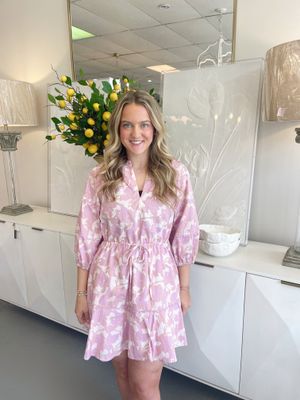 Daney Floral Dabria Split Neck Mini Dress