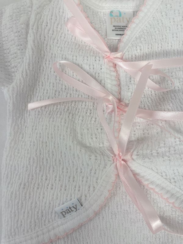 PINK FOLD OVER CREEPER W/RIBBON TIES NB 5-10LBS