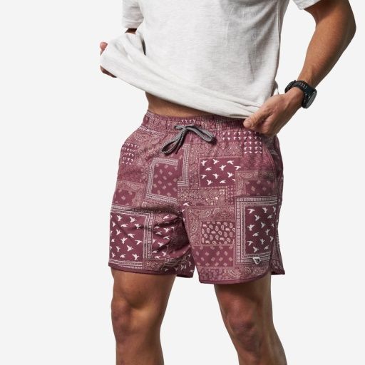 SWIM TRUNK, Color: MAROON, Size: Large