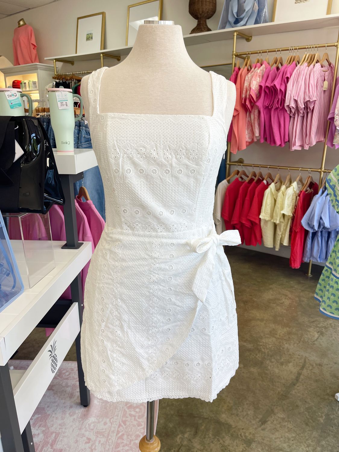 EYELET DETAIL WHITE DRESS 